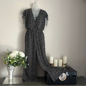 Max Studio black/white polka dot, short sleeve jumpsuit size S